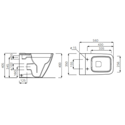 VASO FILO PARETE RIMFREE CON SEDILE - SERIE ICON SQUARE