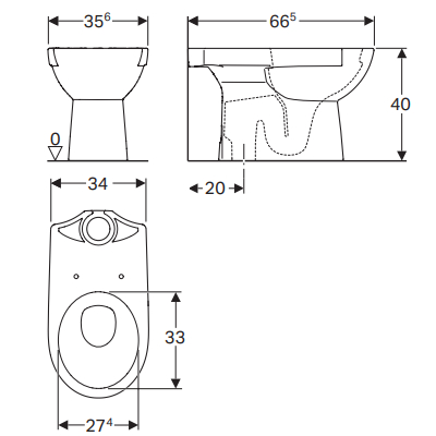 VASO DUO SCARICO PAVIMENTO  - SELNOVA BIANCO