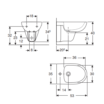 BIDET MONOFORO SOSPESO - SELNOVA BIANCO