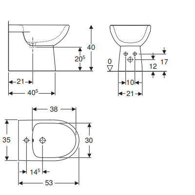 BIDET MONOFORO FILO PARETE - SELNOVA BIANCO