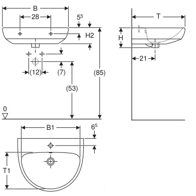 LAVABO 55 CM - SERIE SELNOVA BIANCO