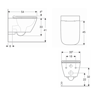 VASO SOSPESO RIMFREE CON SEDILE AVVOLGENTE - SERIE SMYLE SQU