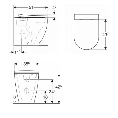 VASO FILO PARETE RIMFREE CON SEDILE RALLENTATO - SERIE ACANT