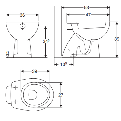 VASO SCARICO PAVIMENTO - SERIE COLIBRI' BIANCO