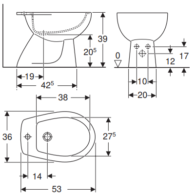 BIDET MONOFORO - SERIE COLIBRI' BIANCO
