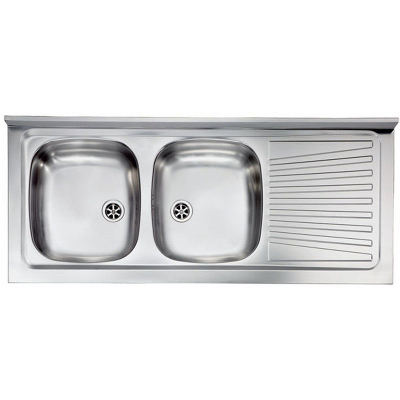 LAVELLO INOX CM. 120X50 CM - 2 VASCHE CON SCIVOLO DX