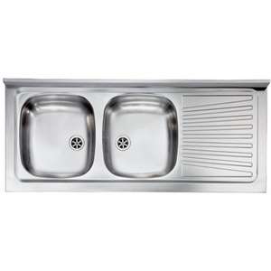 LAVELLO INOX CM. 120X50 CM - 2 VASCHE CON SCIVOLO DX