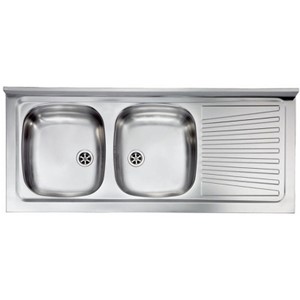 LAVELLO INOX CM. 120X50 CM - 2 VASCHE CON SCIVOLO DX