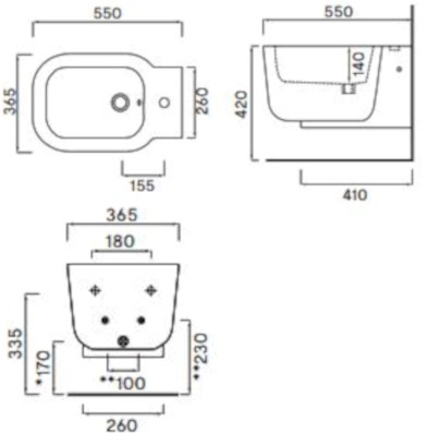 BIDET SOSPESO SERIE CUBIKA BIANCO LUCIDO