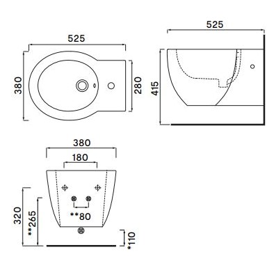 BIDET SOSPESO SERIE EASY EVO BIANCO LUCIDO