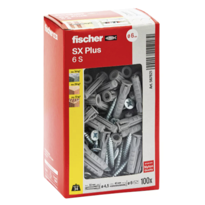 TASSELLO CON VITE SX 6S 6X30 CONF. 100 PZ.