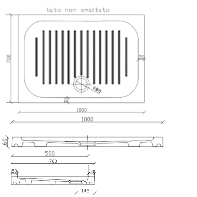 PIATTO DOCCIA 100X70 CM H=60 MM