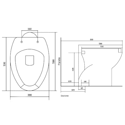 VASO DISABILI SAGITTARIO SCARICO A PAVIMENTO