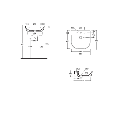 LAVABO 50X48 CM - SERIE EDEN BIANCO
