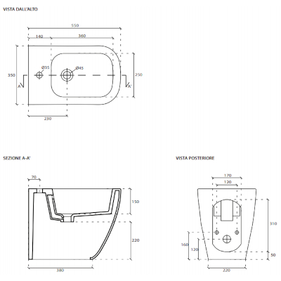 MEG11 BIDET FILO PARETE 55X35 CM BIANCO