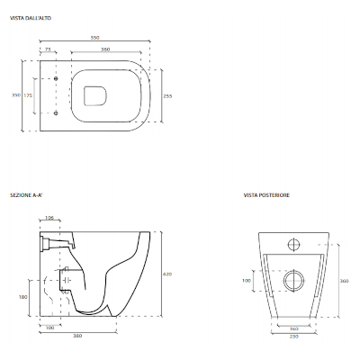 MEG11 VASO FILO PARETE 55X35 CM UNIVERSALE SENZA BRIDA
