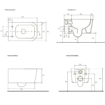 MEG11 PRO VASO SOSPESO 55X35 CM SENZA BRIDA BIANCO
