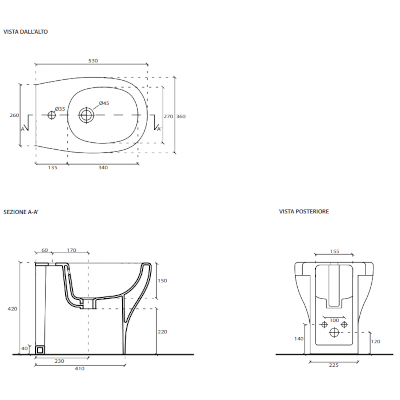 BIDET A TERRA FILO PARETE - SERIE EDEN BIANCO