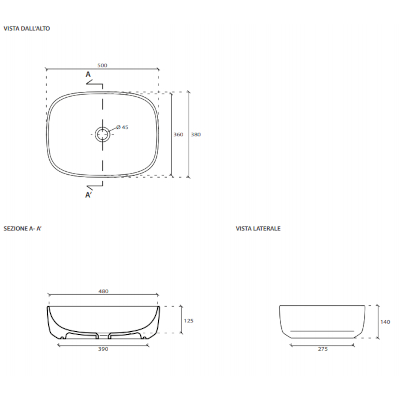 DREAM LAVABO DA APPOGGIO 50X38 CM BIANCO