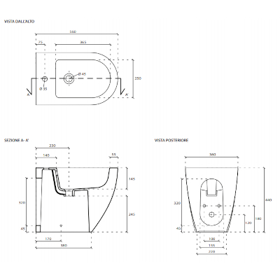 DREAM BIDET FILO PARETE 56CX36 CM BIANCO
