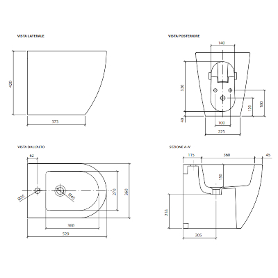 DREAM BIDET FILO PARETE 52X36 CM BIANCO MATT