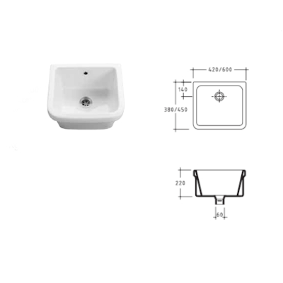 BUTTATOIO IN CERAMICA 420X380 CM BIANCO