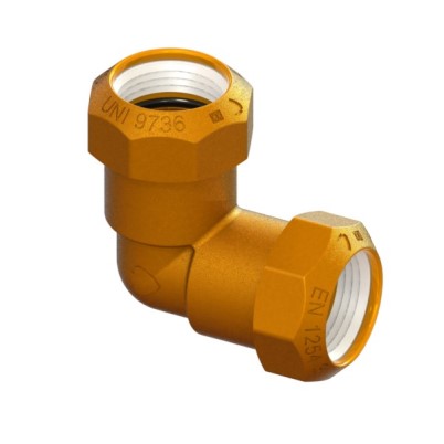 RACCORDO A SQUADRA IN OTTONE PER TUBO PE Ø 32 MM
