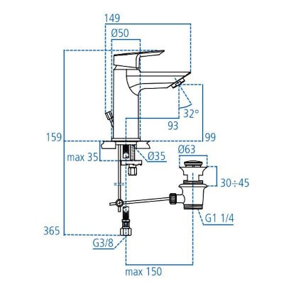 MISCELATORE MONOCOMANDO LAVABO - SERIE BLUESTART CERAMIX