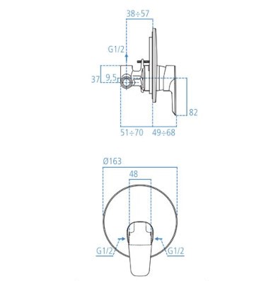 MISCELATORE INCASSO DOCCIA - SERIE CERAMIX