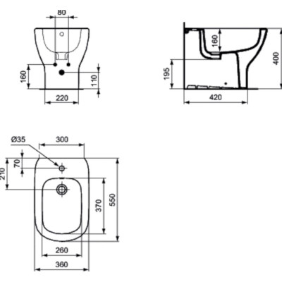 BIDET TESI FILO PARETE - SERIE TESI BIANCO EUROPEO
