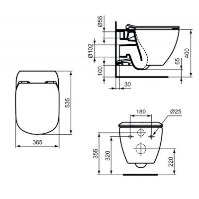 VASO SOSPESO ACQUABLADE CON SEDILE - SERIE TESI BIANCO EURO