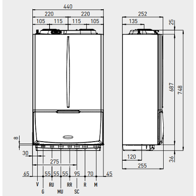 KIT COPERTURA SUPERIORE PER ESTERNO VICTRIX KW TT/TERA