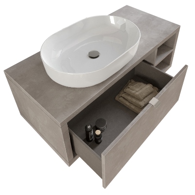 MOBILE DOMUS GRIGIO CALDO 110X50 CM 1 CASS LAVABO A SINISTRA