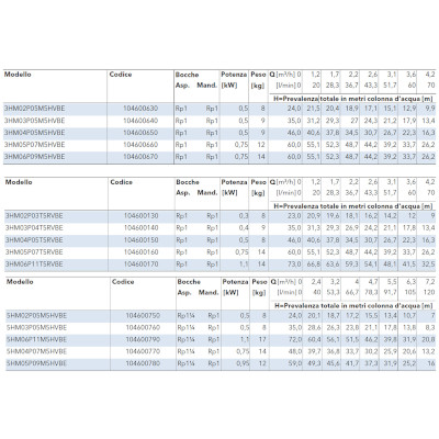 POMPA MULTISTADIO 3HM05P07T KW 0,75 400V