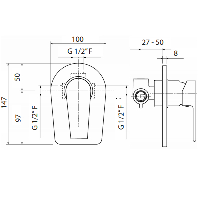 MISCELATORE INCASSO DOCCIA 3720 - SERIE LOGOS/LOGOS+