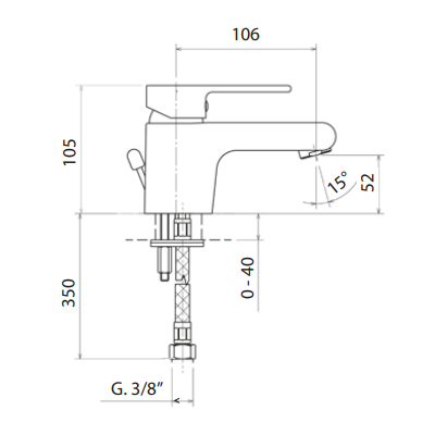 MISCELATORE LAVABO 4661 - SERIE LOGOS H 130 MM