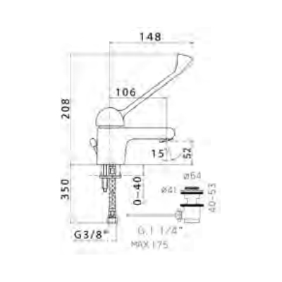 MISCELATORE LAVABO LEVA CLINICA 4668 - SERIE LOGOS