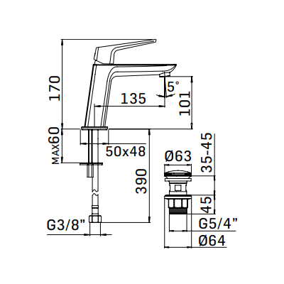 MISCELATORE LAVABO - SERIE SPARTACO 4924