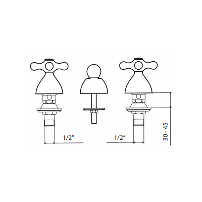 BATTERIA 3 FORI PER BIDET CON SCARICO Ø 5/4