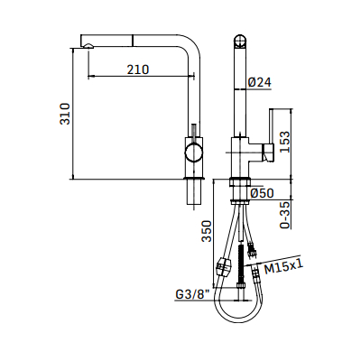 MISCELATORE LAVELLO ALTO CON DOCCIA ESTRAIBILE - SERIE BANAN