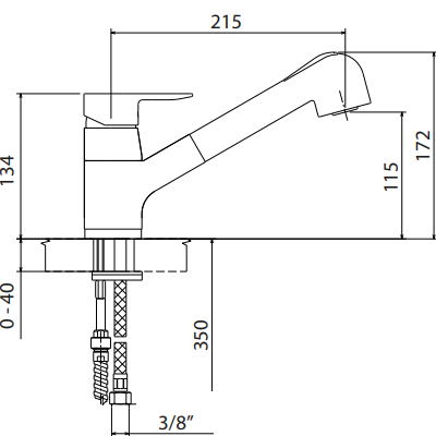 MISCELATORE LAVELLO MONOFORO CON DOCCIA H2VIP