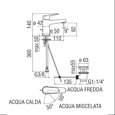 MISCELATORE PER LAVABO A RISPARMIO IDRICO - SERIE BLUES