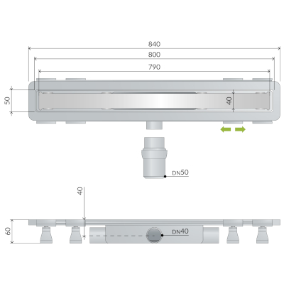CANALINA INOX 800X60 MM RENOVA UNSEEN