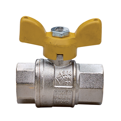 VALVOLA SFERA GAS 9000 CON FARFALLA GIALLA Ø 3/4