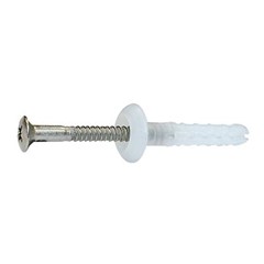 TASSELLO IN NYLON BIANCO CON VITE INOX 6X40 MM